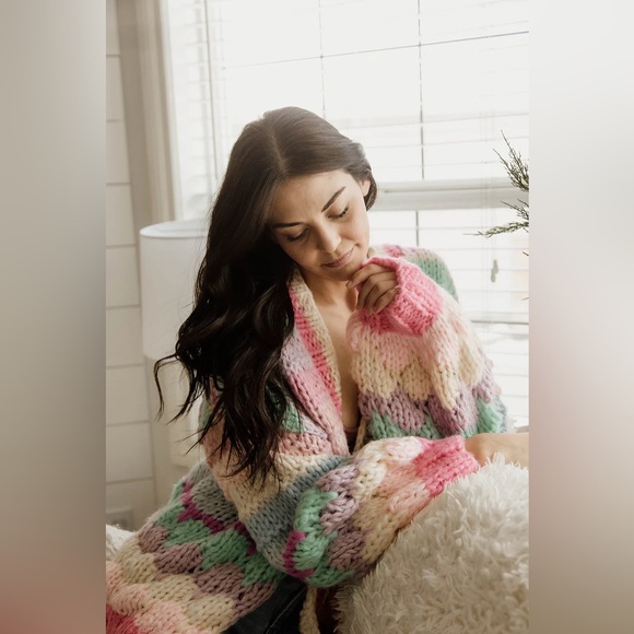 Multicolor Stripe Chunky Knit Cardigan - Picture 5 of 7